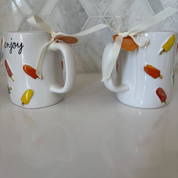 2 Pack Summer 2025 Rae Dunn Enjoy Colorful Bright Popsicle Popsicles Mug White - Picture 3 of 7